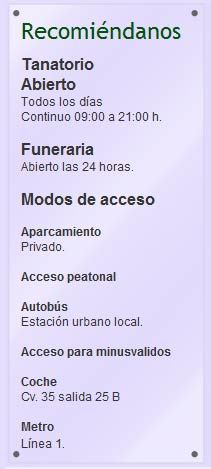 Horarios de tanatorio y funeraria